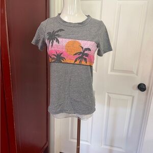 Gray Women’s Shirt with Sunset Design